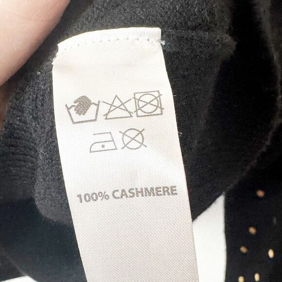 Brodie Black Cashmere Sweater with Metallic Gold Polka Dots Women’s Size Small S - Picture 4 of 6